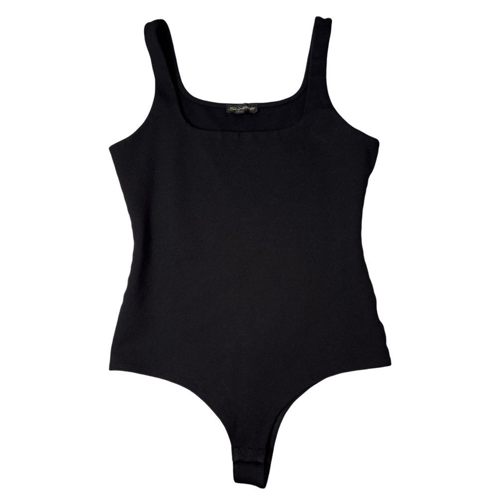 Shinestar Black Square Neck Tank Bodysuit